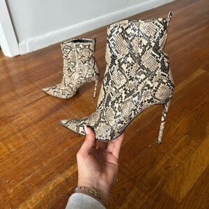 Steve Madden X Winnie Harlow Collaboration Snakeskin Stiletto Ankle Boots